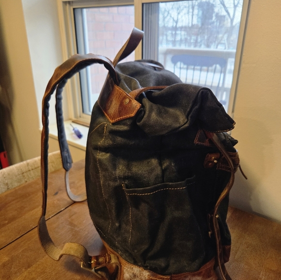 Leather waxed cotton beast craft travel bag backpack HIGH QUALITY - Picture 7 of 16
